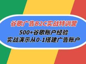 谷歌广告B2C实战特训营，500+谷歌账户经验，实战演示从0-1搭建广告账户