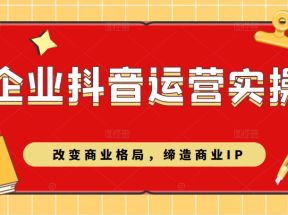 企业抖音短视频运营实操课，改变商业格局，缔造商业IP