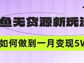 闲鱼无货源新玩法，中间商赚差价如何做到一个月变现5W