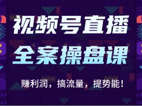 视频号直播全案操盘课：赚利润，搞流量，提势能！（16节课）