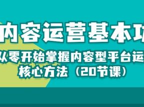 内容运营基本功：从零开始掌握内容型平台运营核心方法（20节课）