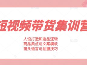 素人短视频带货集训营，人设打造和选品逻辑，商品卖点与文案模板，镜头语言与拍摄技巧