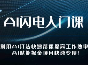 AI闪电入门课-利用AI打法快速帮你提高工作效率、AI赋能掘金项目快速变现！