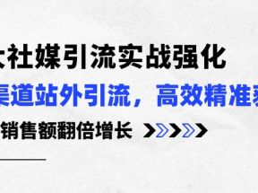 3大社媒引流实操强化，多渠道站外引流/高效精准获客/订单销售额翻倍增长