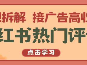 小红书热门评论，变现拆解，接广告高收入