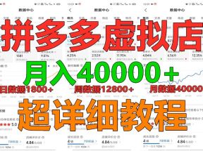 拼多多虚拟电商训练营月入40000+，全网最详细，你做你也行，暴利稳定长久