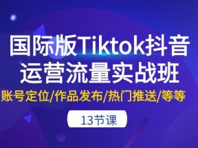 国际版Tiktok抖音运营流量实战班：账号定位/作品发布/热门推送/等等（13节）