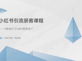 小红书引流获客课程：0基础日引100+精准客户