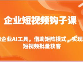 企业短视频钩子课-利用企业AI工具，借助矩阵模式，实现企业短视频批量获客