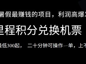 暑假最暴利的项目，市场很大一单利润300+，二十多分钟可操作一单，可批量操作