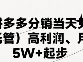 最新拼多多模式日入4K+两天销量过百单，无学费、 老运营代操作、小白福利，了解不吃亏