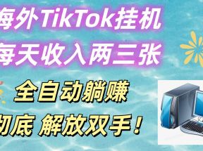 海外TikTok挂机，每天收入两三张，全自动躺赚，彻底 解放双手！