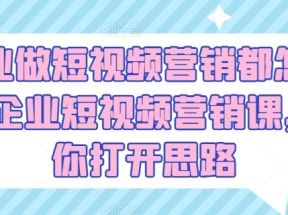 企业做短视频营销都怎么玩？企业短视频营销课，帮你打开思路