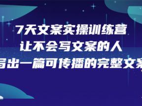 7天文案实操训练营第17期，让不会写文案的人，写出一篇可传播的完整文案