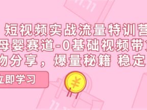 短视频实战流量特训营，母婴赛道-0基础带货，好物分享，爆量秘籍 稳定出单