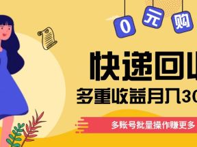 快递回收多重收益玩法，多账号批量操作，新手小白也能搬砖月入3000+！