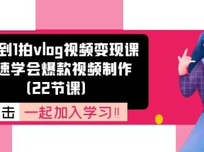 从0到1拍vlog视频变现课：快速学会爆款视频制作（22节课）