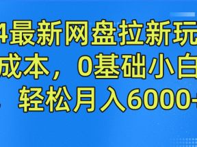 2024最新网盘拉新玩法，无需成本，0基础小白可做，轻松月入6000+