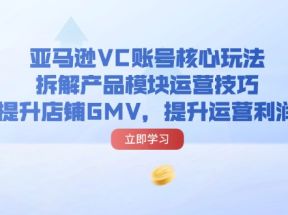 亚马逊VC账号核心玩法，拆解产品模块运营技巧，提升店铺GMV，提升运营利润