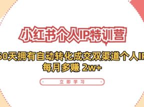 小红书个人IP陪跑营：两个月打造自动转化成交的多渠道个人IP，每月收入2w+（30节）