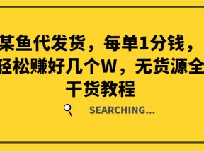 某鱼代发货，每单1分钱，轻松赚好几个W，无货源全干货教程