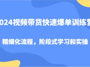 2024视频带货快速爆单训练营，精细化流程，阶段式学习和实操