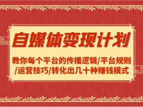 自媒体变现计划-教你每个平台的传播逻辑/平台规则/运营技巧/转化出几十种赚钱模式