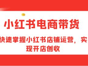 小红书电商带货，快速掌握小红书店铺运营，实现开店创收