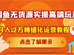 闲鱼无货源实操高端玩法，月入过万精细化运营教程