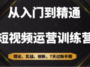 从入门到精通短视频运营训练营，理论、实战、创新，7天过新手期