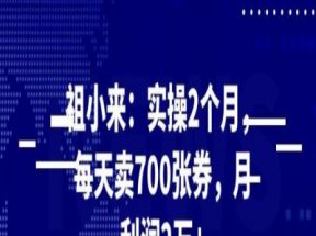 祖小来：实操2个月，每天卖700张券，月利润2万+