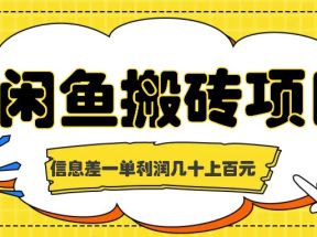 闲鱼搬砖项目，闷声发财的信息差副业，一单利润几十上百元