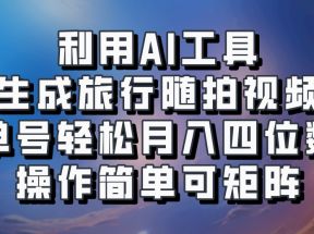 利用AI工具生成旅行随拍视频，单号轻松月入四位数，操作简单可矩阵