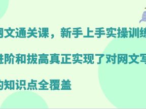 网文通关课，新手上手实操训练，进阶和拔高真正实现了对网文写作的知识点全覆盖