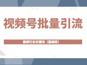 视频号批量引流，霸屏行业关键词（基础班）全面系统讲解视频号玩法