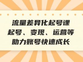 流量差异化起号课：起号、变现、运营等，助力账号快速成长