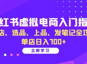 小红书虚拟电商入门指南：开店、选品、上品、发笔记全攻略 单店日入700+