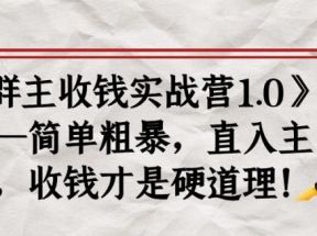 《群主收钱实战营1.0》——简单粗暴，直入主题，收钱才是硬道理！