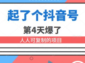 某公众号付费文章：起了个抖音号 第4天爆了 人人可复制的项目