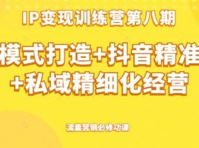  IP变现训练营第八期 ip变现模式打造+抖音精准获客+私域精细化经营，流量营销必修功课 