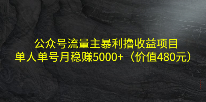 公众号流量主暴利撸收益项目