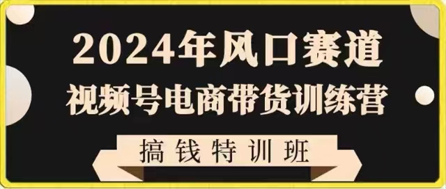 2024年风口赛道视频号电商带货训练营搞钱特训班，带领大家快速入局自媒体电商带货