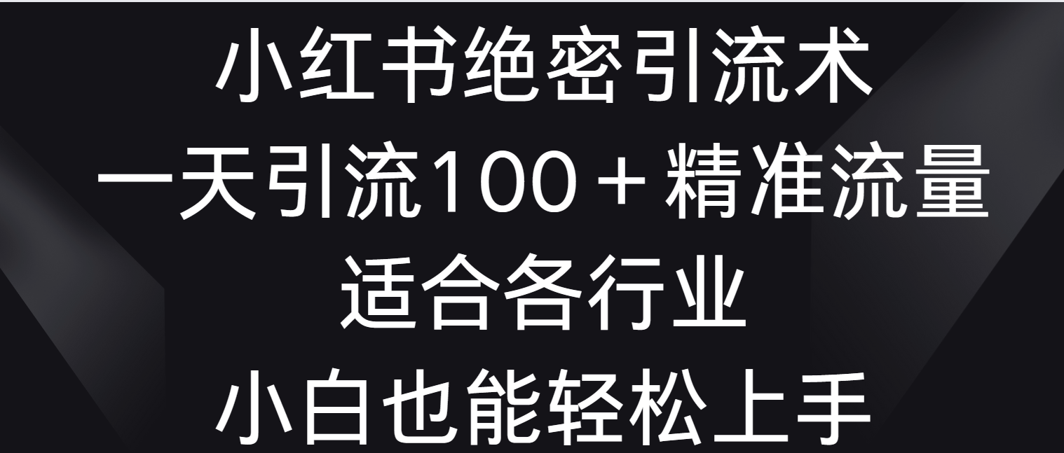 小红书绝密引流术，一天引流100＋精准流量，适合各个行业，小白也能轻松上手